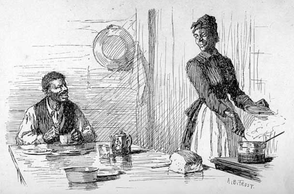 A SURPRISED AND SMILING MAN WAS SITTING AT HER

  POLISHED KITCHEN TABLE
