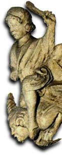 Stone Carving Depicting Phyllis Riding Aristotle